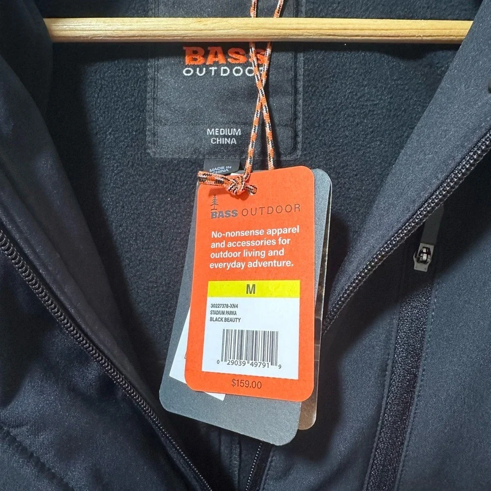 Bass Outdoor Stadium Parka, NWT,‎ Women's Black Hooded Jacket, Size M